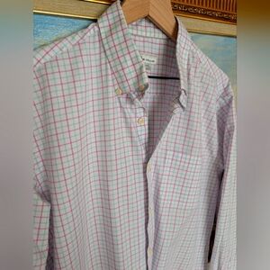 Peter Millar Pink and White Plaid Shirt